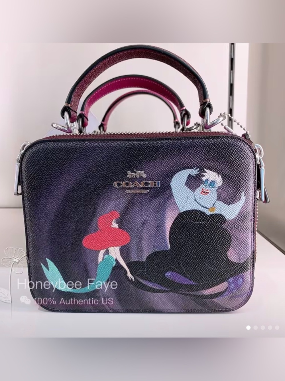 NWT Disney x Coach Box Crossbody Bag with Ursula Motif (Style CC375) - Picture 2 of 7